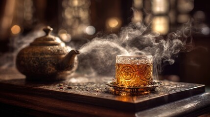 Aromatic tea in a vintage setting