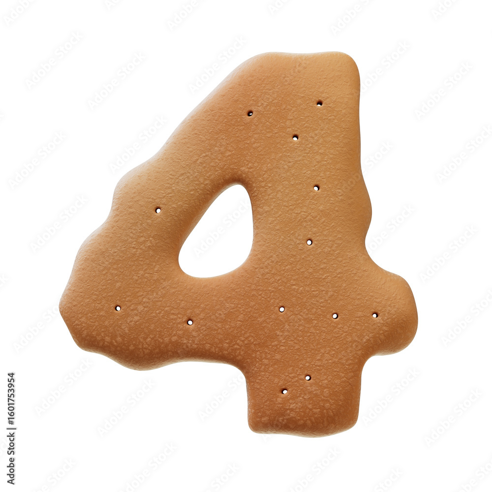 Fototapete 3d font.chocolate biscuit donut font concept. isometric alphabet. numbers and letters. 3d rendering 