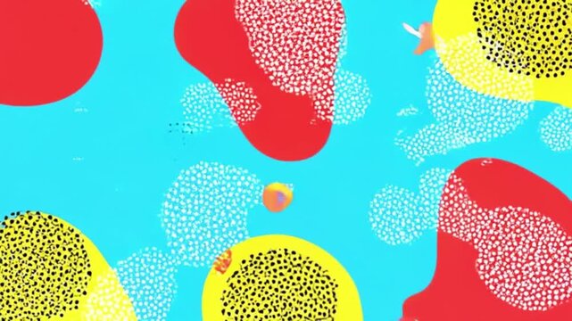 Seamless pattern with colorful abstract flowers, cute fruit, and hearts perfect for summer holiday decoration