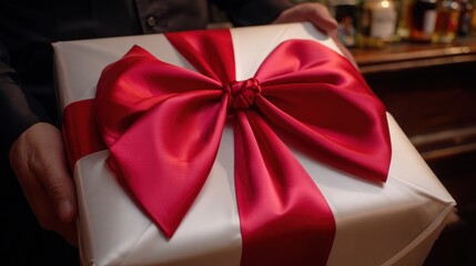 Gift box held by a person
