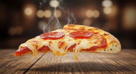 Hot pizza slice