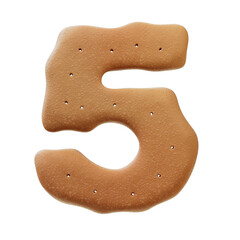 3D Font.Chocolate Biscuit Donut Font Concept. Isometric Alphabet. Numbers And Letters. 3d rendering isolated on white background