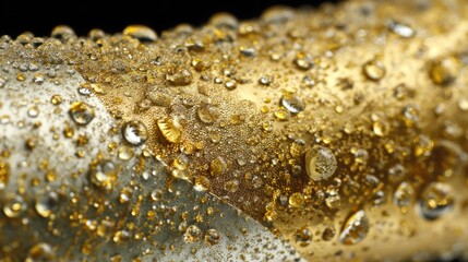 Close-up of water droplets on metallic surface
