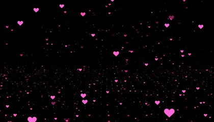 Pink hearts falling on black background (1)