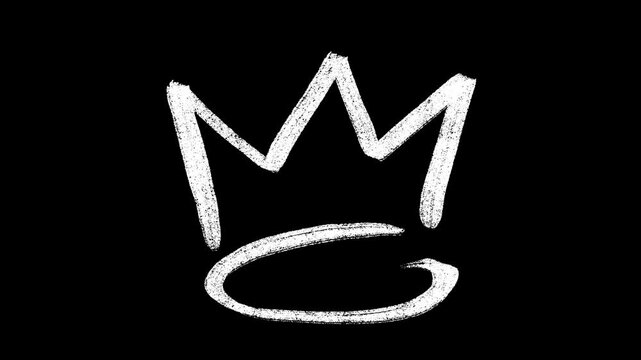 Animated Hand Drawn Crown Scribble Loop Video on a Black Background with a Chalk Texture