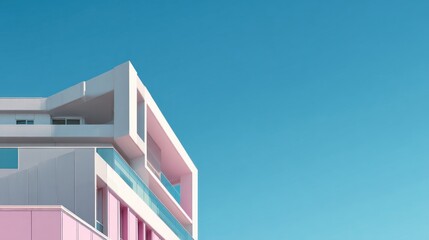 Minimalist Modern Architecture Against a Vivid Blue Sky