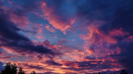 Majestic Sunset Hues: A Canvas of Pink and Purple Clouds