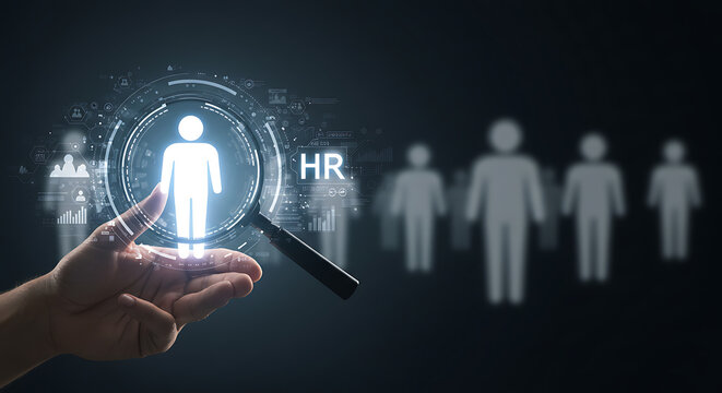 HR Recruitment Process Magnifying Talent with Digital Technology for Strategic Human Resources - Powered by Adobe