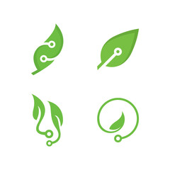green nature tech symbol logo vector icon illustration