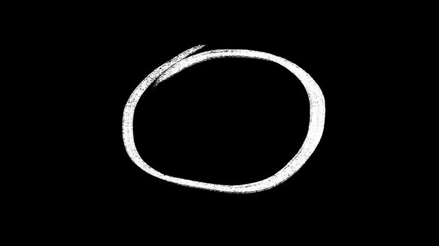 Hand Drawn White Circle Doodle Animation On Black Screen