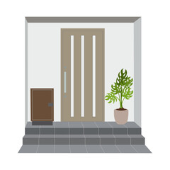 宅配ボックス付きの日本の住宅玄関イラスト素材