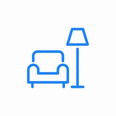 armchair floor lamp icon sign vector