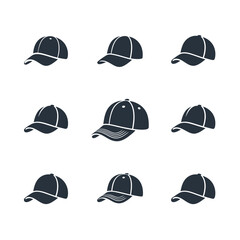 Minimalist Black Nine Stylish Baseball Cap Silhouette Vector Illustration