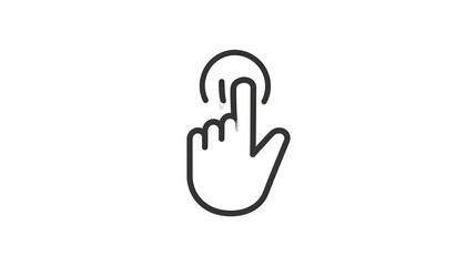 Simple hand touching a button. A graphic of a hand pointing at a circle
