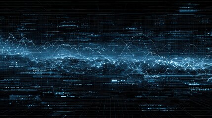 Digital background perfect for tech processes, neural networks, artificial intelligence, data transfer and encryption, digital archives, sound and graphic presentations, science.