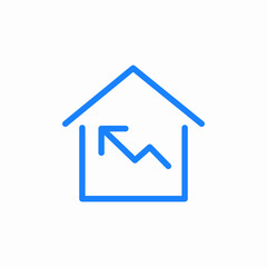 house graph price growth icon sign vector