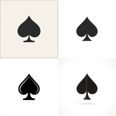 Four spades icons; variations in style, fill, size, background, and shadow detail