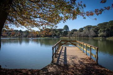 Pier on Lake São Bernardo, São Francisco de Paula, RS, Brazil