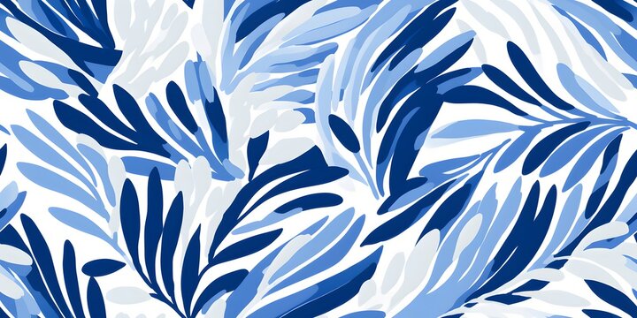 Abstract blue and white seamless pattern with flowing organic shapes, perfect for backgrounds and digital wallpaper.