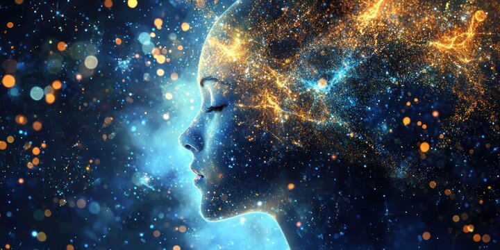 A data-driven artistic creation forming from glowing particles and machine intelligence