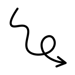 Minimalist sketch of a squiggly arrow with a loop, a hand-drawn concept representing a complex journey or process flow