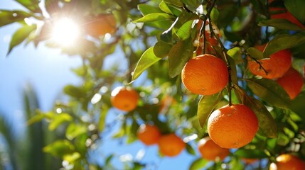 Orange tree with sun