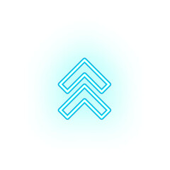 Neon Arrows Pointing Up Abstract Icon with Blue Glow on White Background