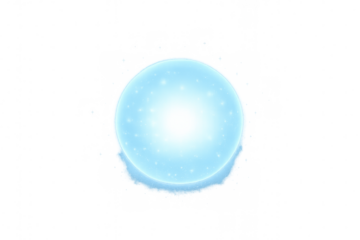 Glowing blue energy sphere with bright center and transparent background, ideal for visual effects and fantasy projects