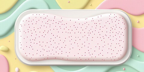 A vibrant abstract composition featuring pastel colors with a creamy pink texture topped with tiny sprinkles, perfect for conveying sweetness and playfulness in design.