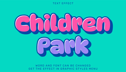 Colorful text effect highlighting children park with playful background design