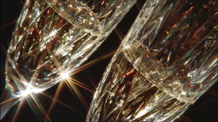 Sparkling crystal glasses close-up