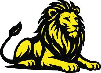 Naklejka premium 🦁 STRONG, REGAL & BOLD! Majestic lion vector in striking black and yellow—ideal for logos, tattoos, mascots, or wildlife art. 👑✨Download now and roar life into your next design! 💥