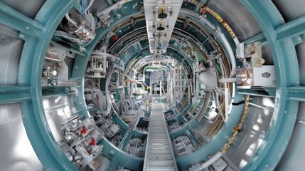 Interior of a complex technical tunnel
