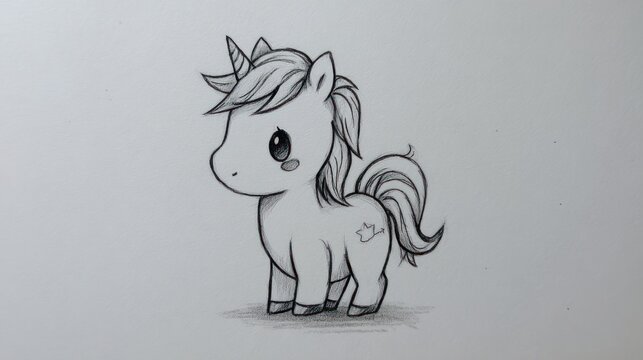 Cute cartoon unicorn sketch