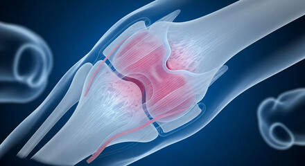 Fototapeta premium Human Knee Joint with Pain and Inflammation: Medical Illustration