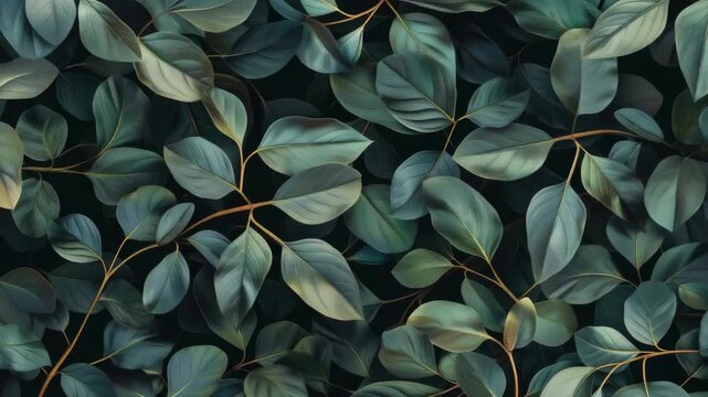 Bright green tropical leaves in a close-up pattern