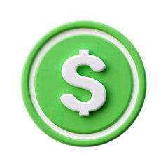 Fototapeta premium Circular green icon with white dollar sign