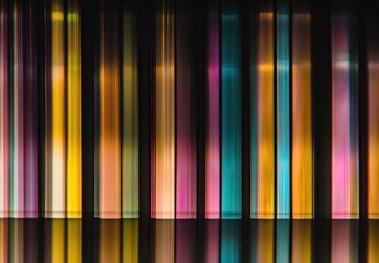 A vibrant abstract composition of colorful vertical lines, showcasing a harmonious blend of hues. The light creates a mesmerizing effect, evoking feelings of creativity and inspiration.