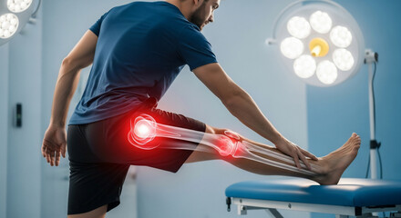 Man with Leg Pain and Joint Injury: Medical Illustration of Human Anatomy