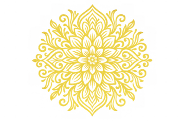 Intricate golden mandala revealing symmetrical patterns, representing inner harmony and spiritual enlightenment with delicate geometric complexity