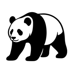 Panda silhouette victor style whit white background
