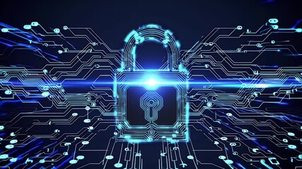 high tech 3d animation secure digital padlock representing data privacy cybersecurity secure connections ideal technology service promotions corporate presentations - Powered by Adobe