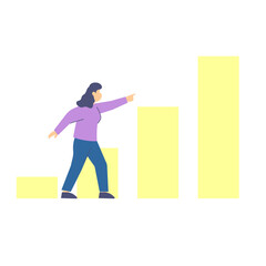 Obraz premium Woman Climbing Bar Chart 