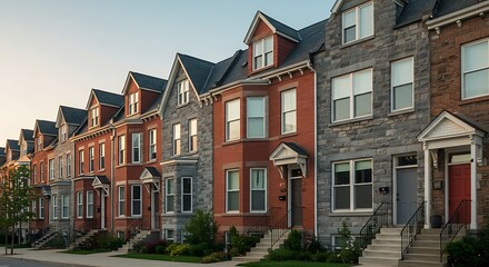 Fototapeta premium Red and Gray Row Houses