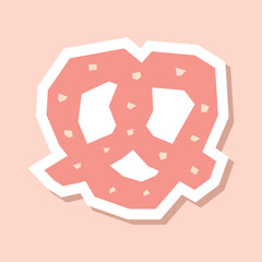 Pretzel Sticker with Flat Soft Color Palette in Cutout Style