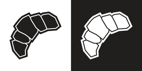 Croissant Icon in White Filled Cutout Style