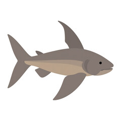 Obraz premium Vector of ancient fish coelacanth, grey tone, side profile, prehistoric marine creature.
