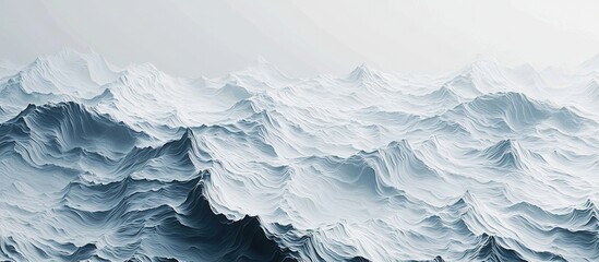 A stunning abstract depiction of turbulent ocean waves, showcasing shades of blue and gray, creating a sense of motion and depth in the water's surface.
