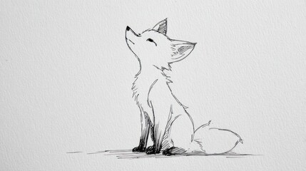 Simple sketch of a sitting fox