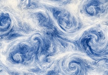 An abstract wave pattern featuring swirling shades of blue and white, evoking feelings of calmness and fluidity, perfect for backgrounds or artistic projects.